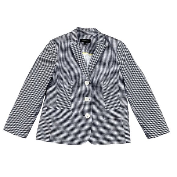 Talbots Womens Navy & White Check Career Blazer Sz 6 - Picture 1 of 6